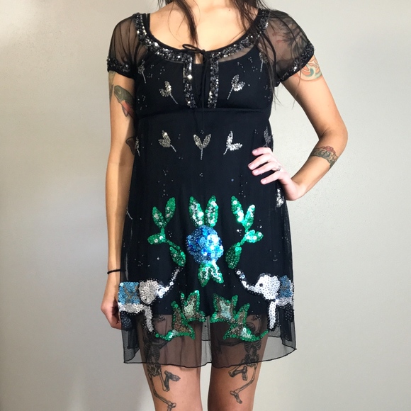 free people black sequin dress